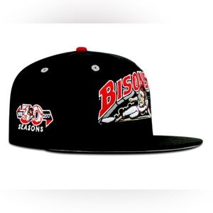 New Era Buffalo Bisons Fitted Grey Bottom "Black Red" (30th Seasons Patch ) Sz 7